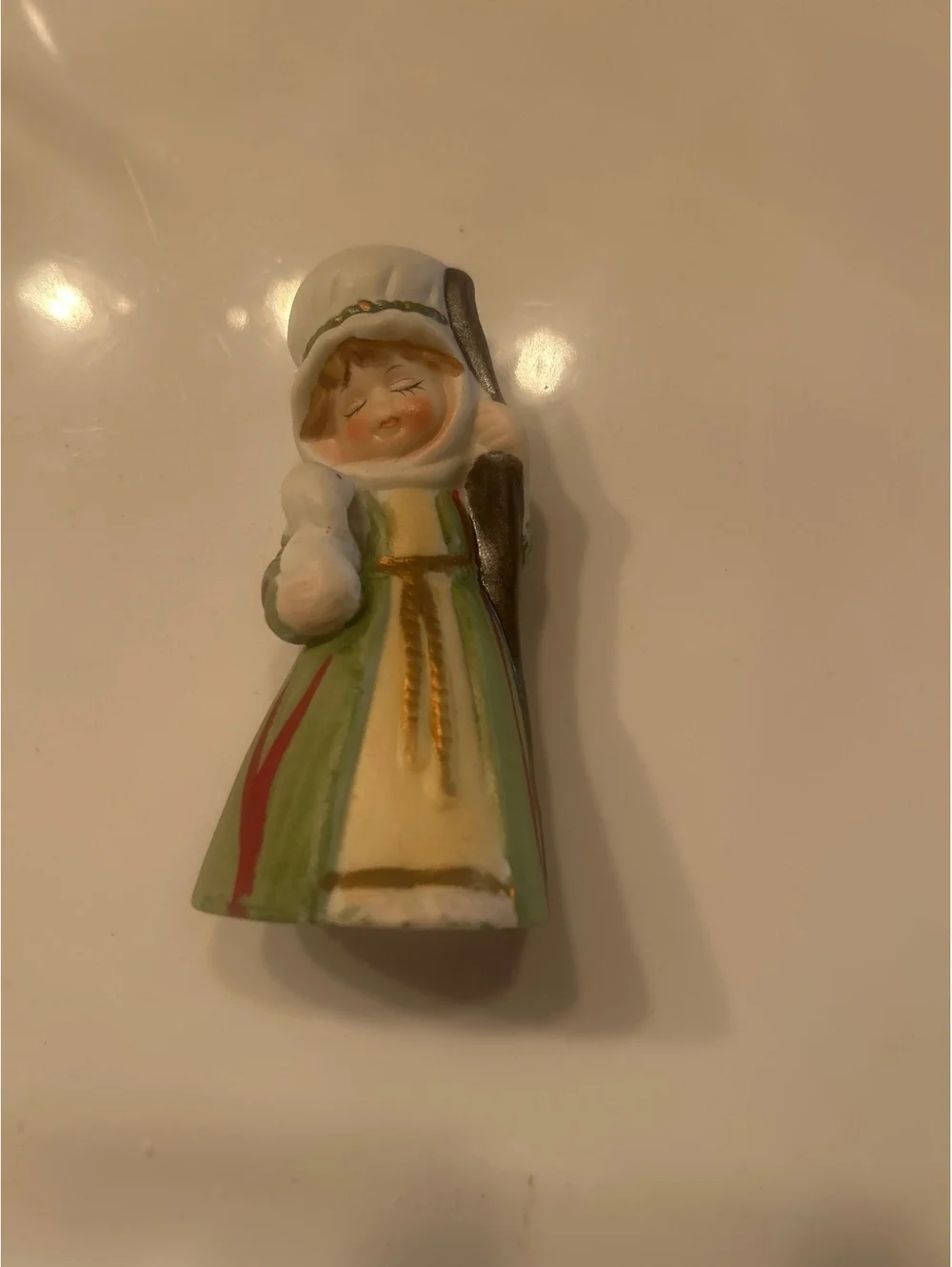 Vintage 1978 Jasco Merri-Bells Shepherdess Girl with Lamb Porcelain Bell